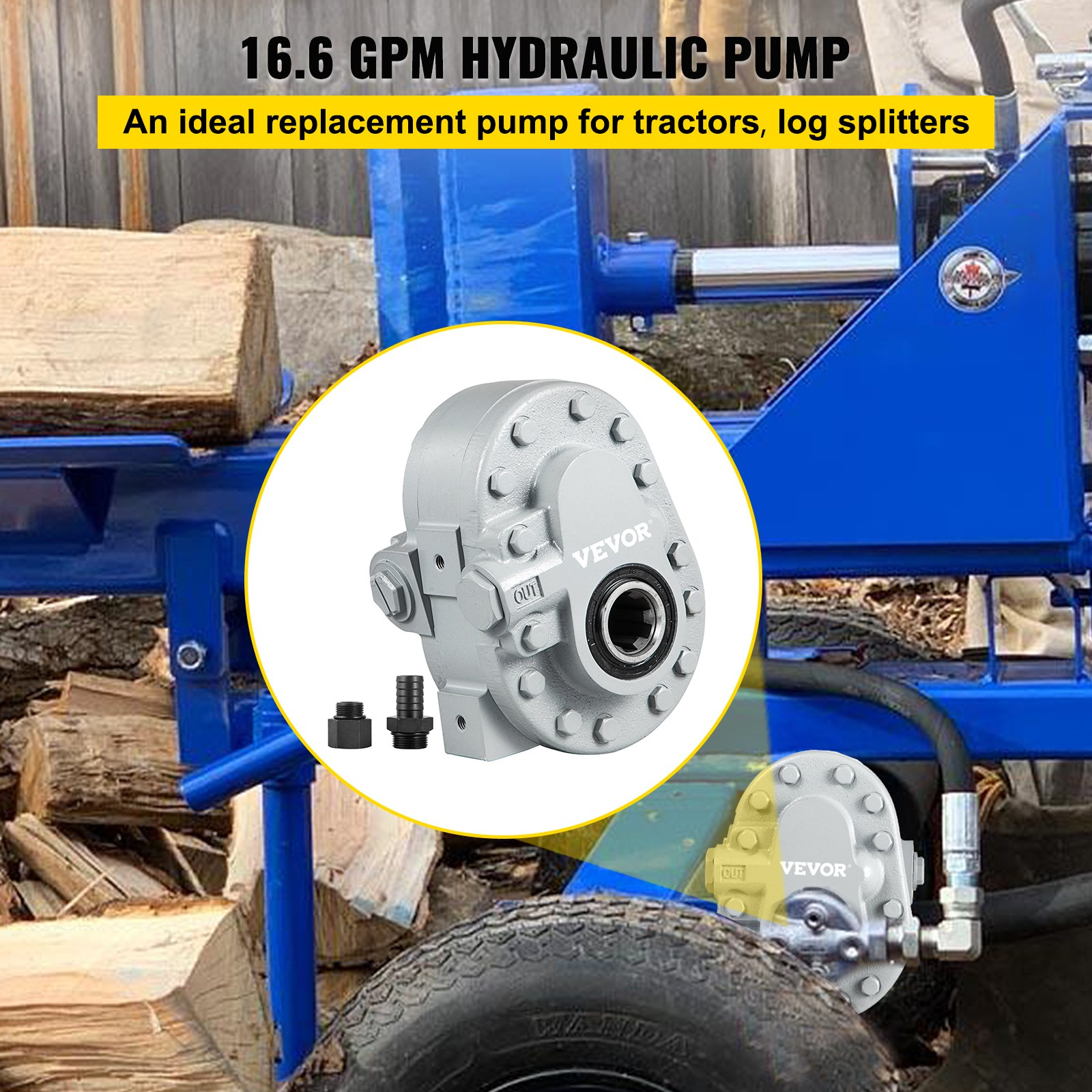 Bomba hidráulica 16.6 GPM Motor hidráulico 540 RPM | VEVOR