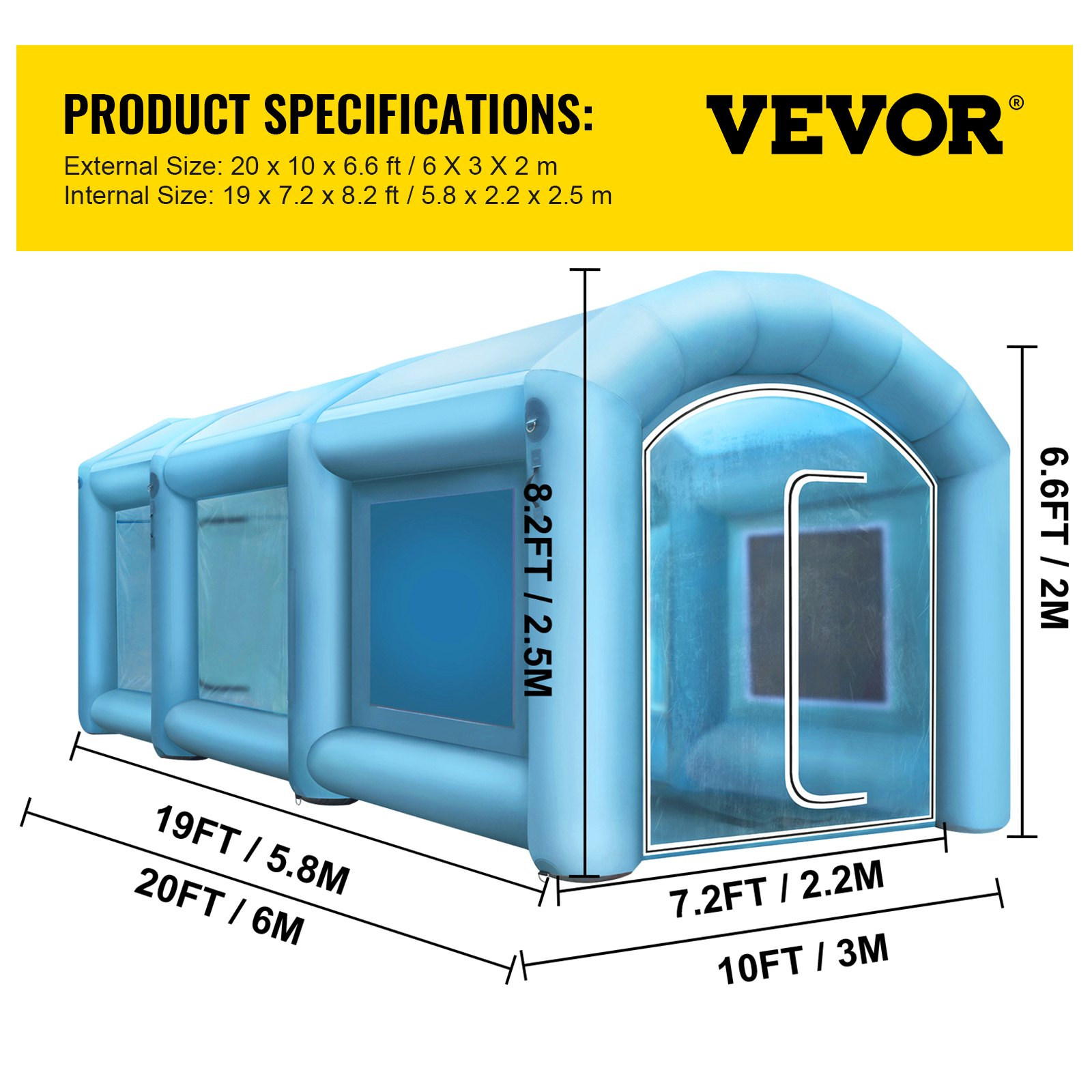 Cabina de pintura inflable para automóviles | VEVOR