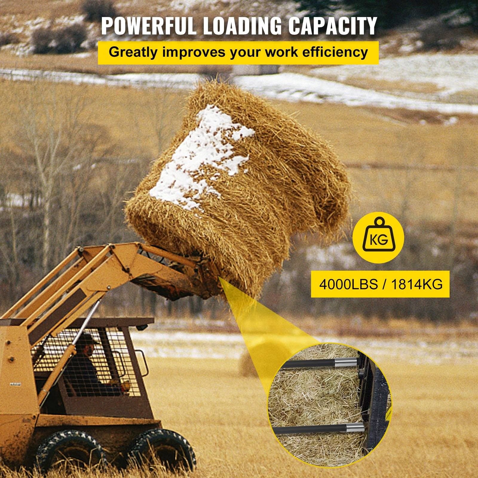 Lanzas para pacas de heno de 49", capacidad de 4000 lbs