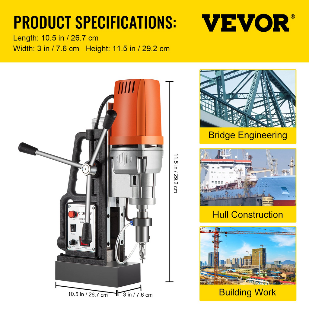 Taladro magnético 1680W MD50 con velocidad de husillo | VEVOR