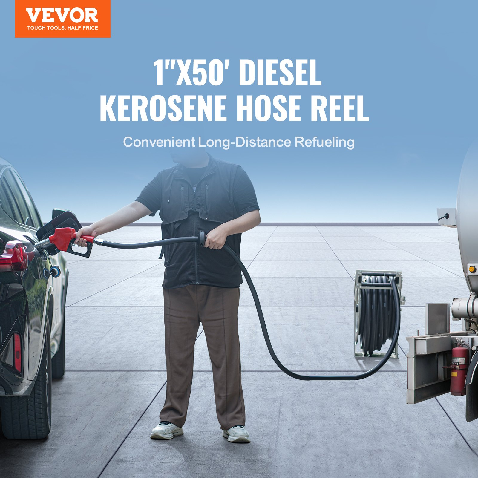 Carrete de manguera de combustible, 1" x 50' | VEVOR