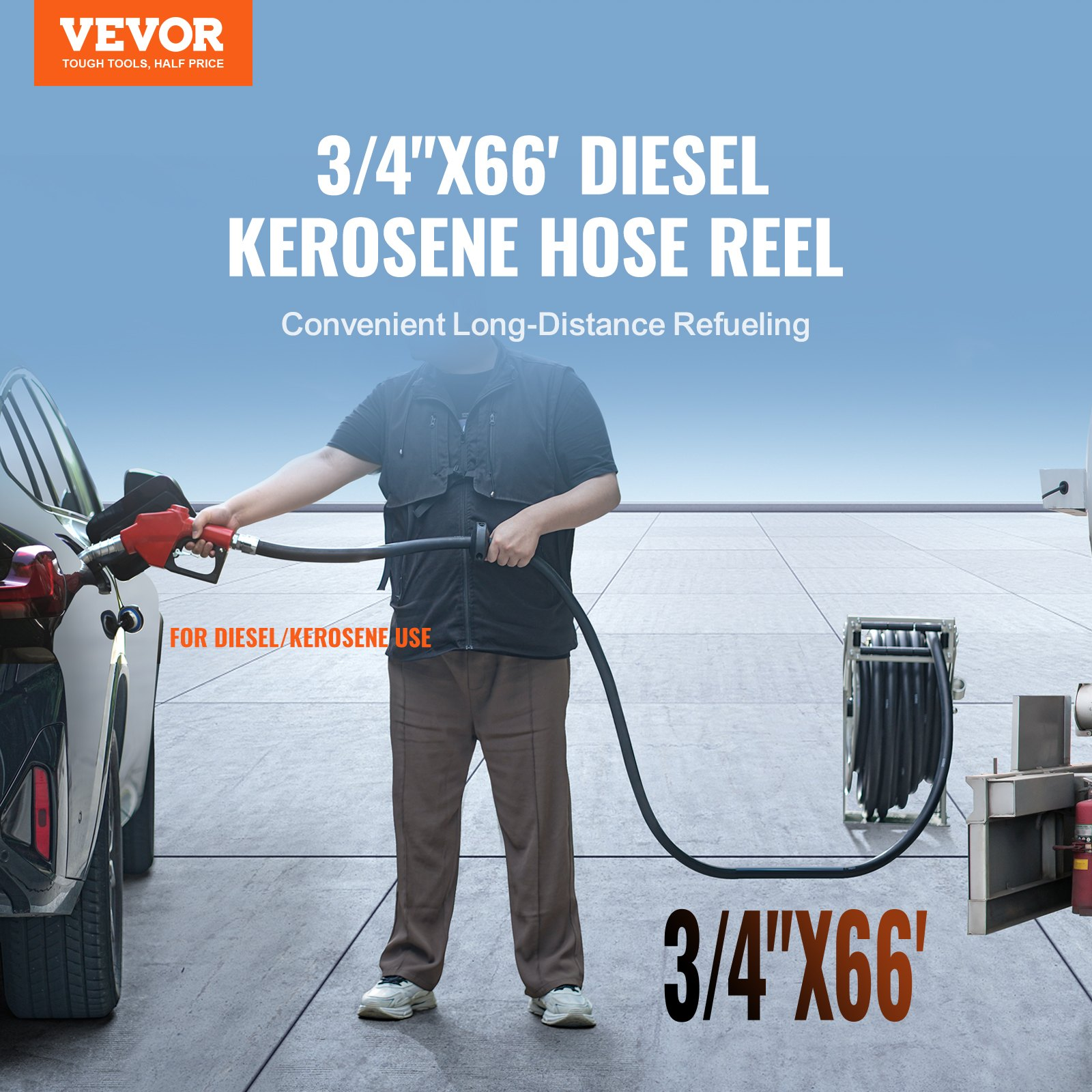 Carrete de manguera de combustible, 19 mm x 19 m | VEVOR