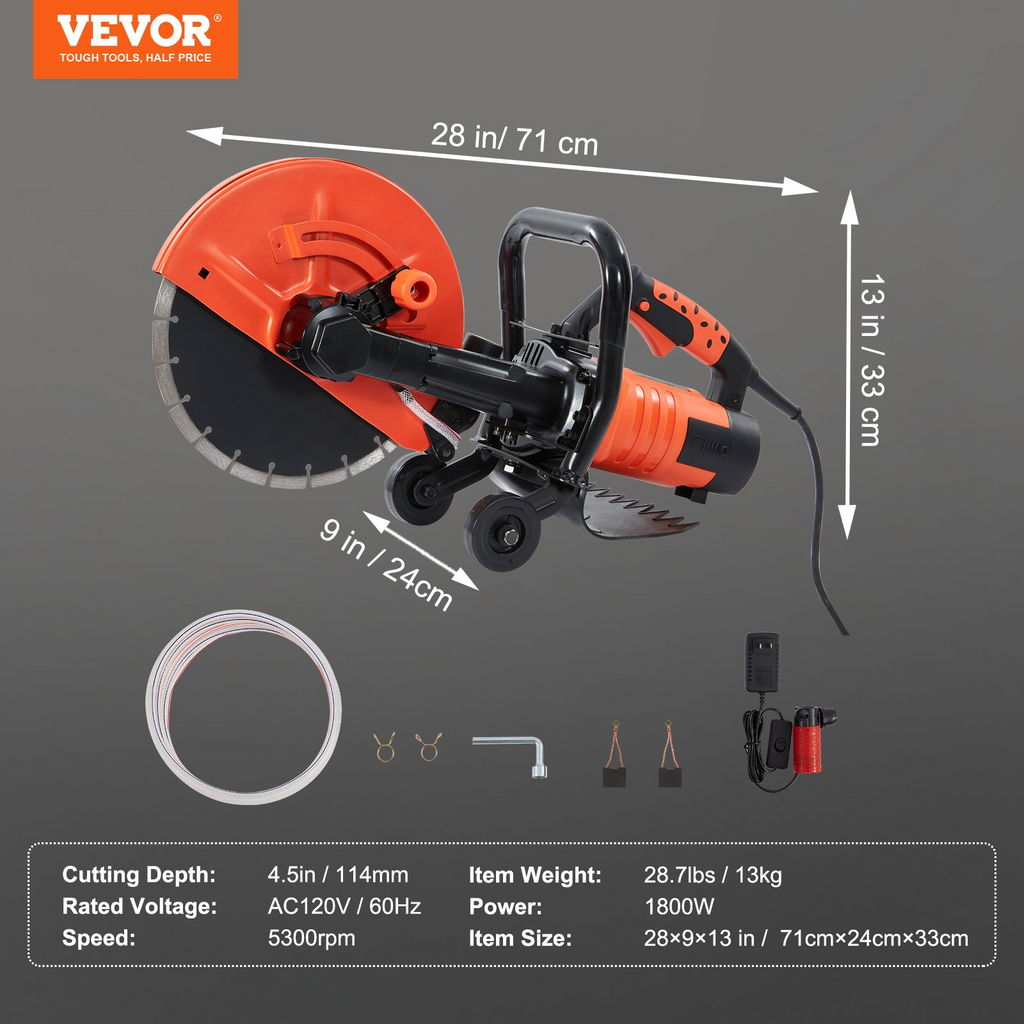 Sierra circular eléctrica para hormigón de 30 cm - 12 in | VEVOR
