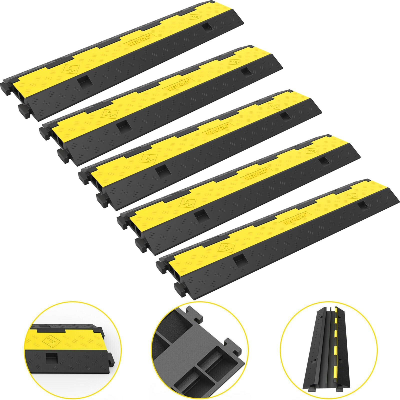 Rampa protectora de cables 5 unidades, 2 canales | VEVOR