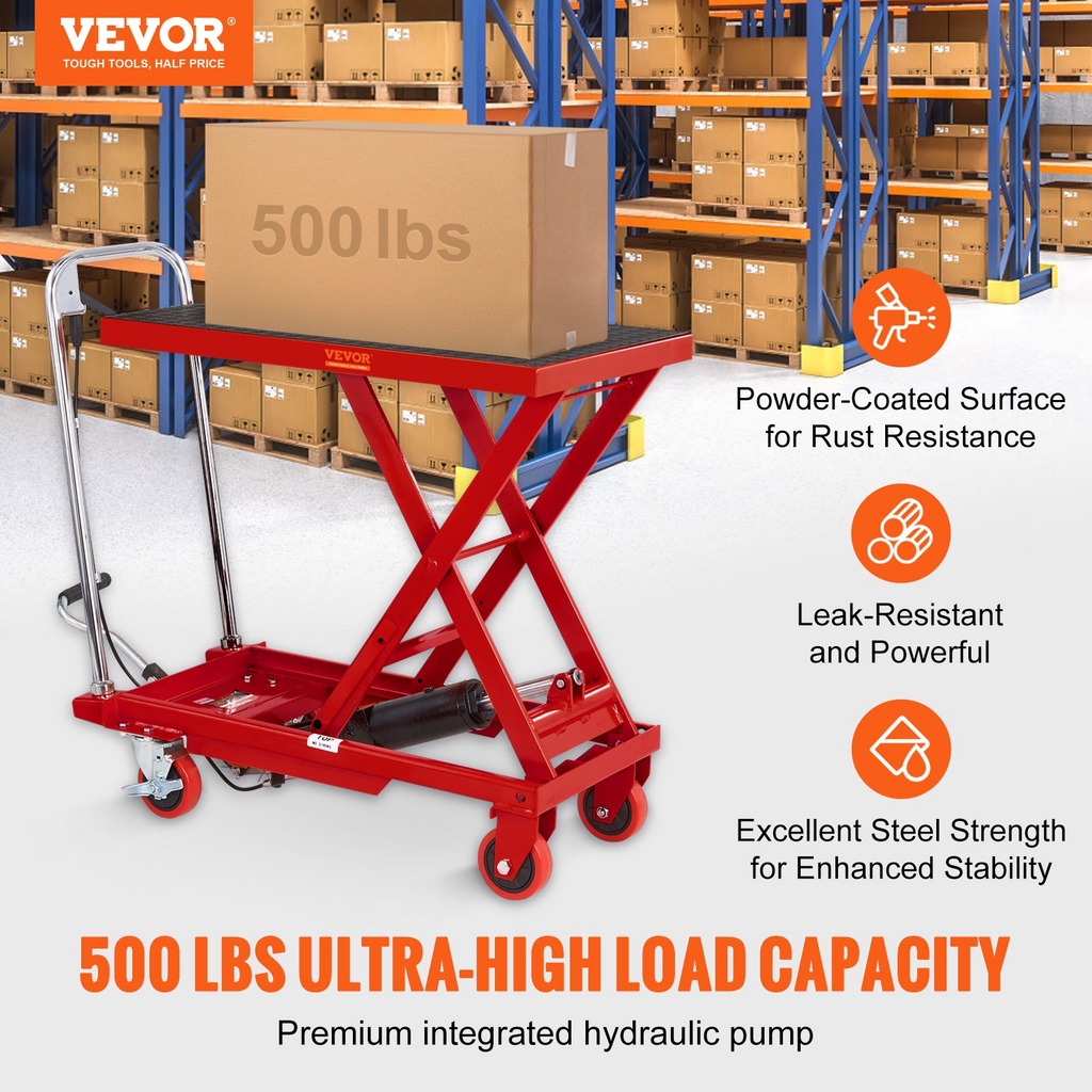 Mesa elevadora hidráulica, capacidad de 227 kg, 72 cm | VEVOR