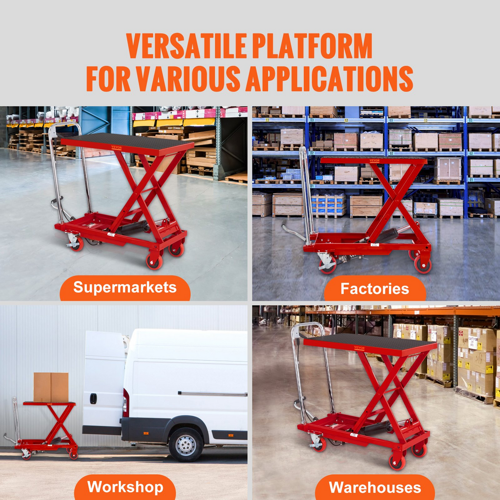 Mesa elevadora hidráulica, capacidad de 227 kg, 72 cm | VEVOR