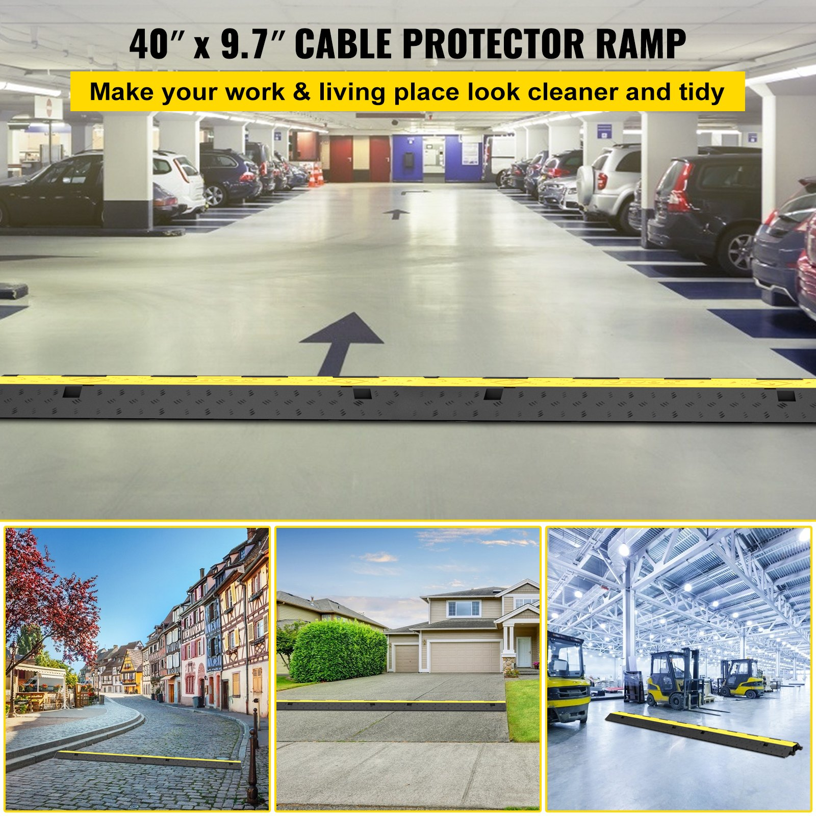 Rampa protectora de cables (4 paquetes, 2 canales | VEVOR