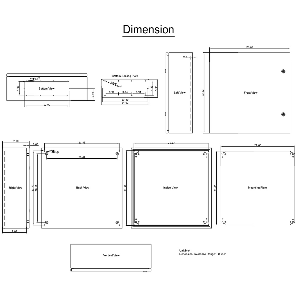 Caja de acero NEMA, 24x24x8''