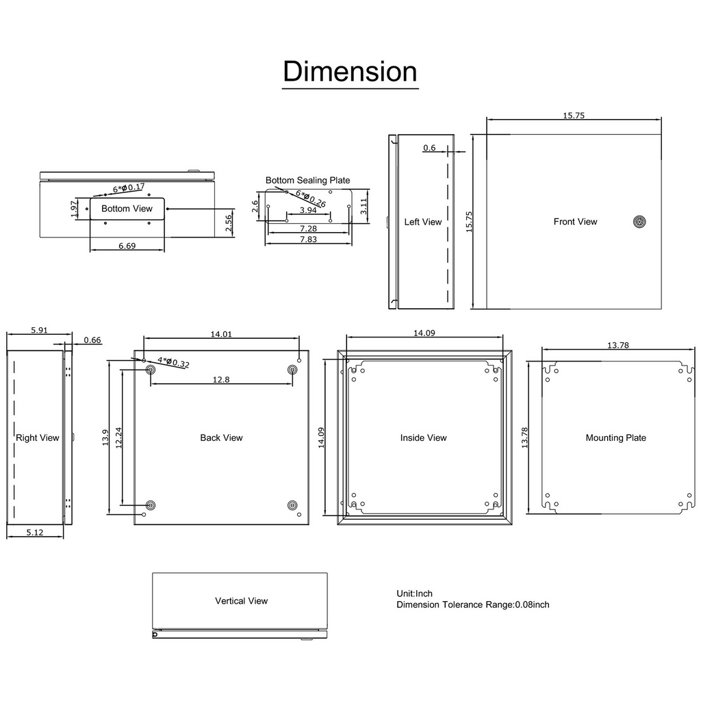 Caja de acero NEMA, 16 x 16 x 6'' | VEVOR
