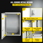 Caja de acero NEMA, 24 x 16 x 10'' | VEVOR