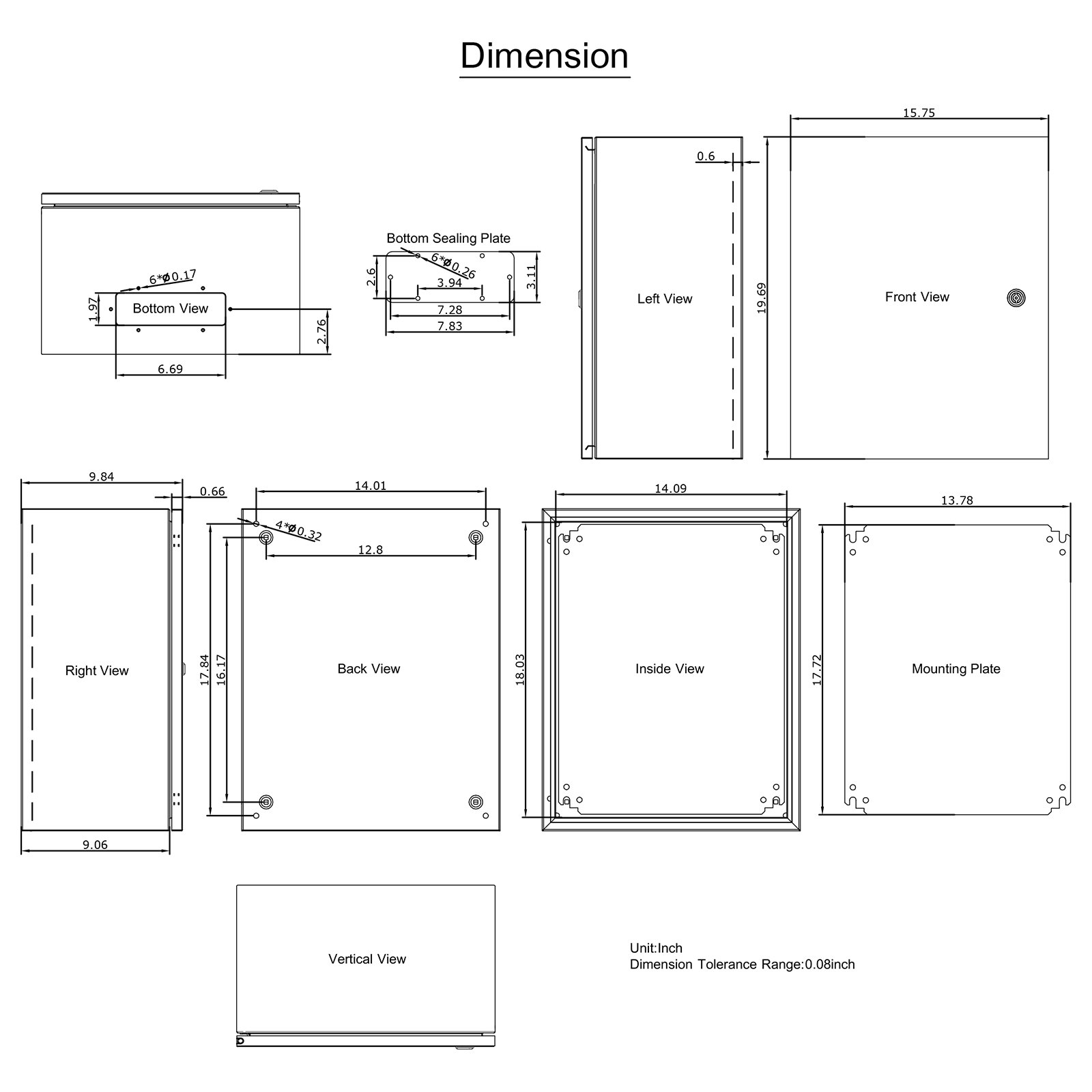 Caja de acero NEMA, 20 x 16 x 10'' | VEVOR
