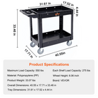 Carro utilitario, 2 estantes, 250 kg (550 lbs) | VEVOR