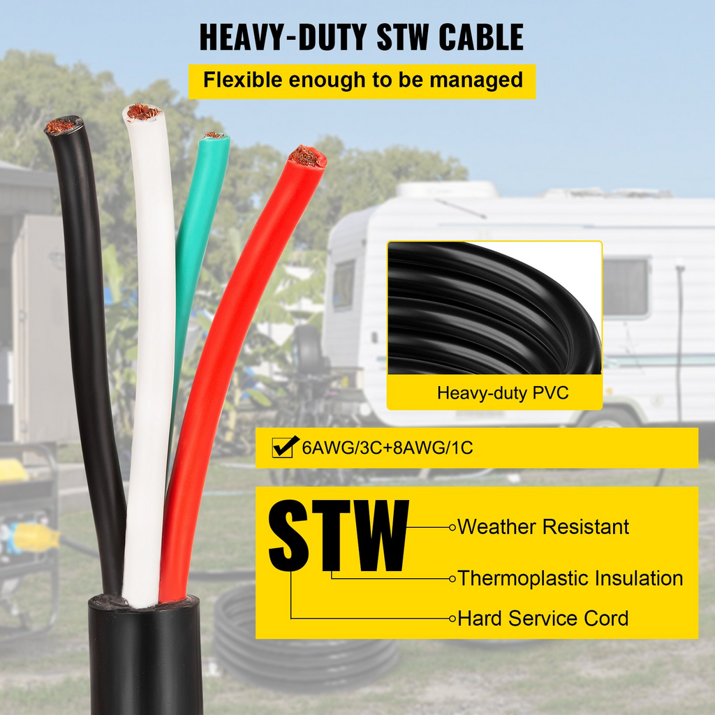 Cable de alimentación para caravanas y generadores FDJYCX30FT | VEVOR
