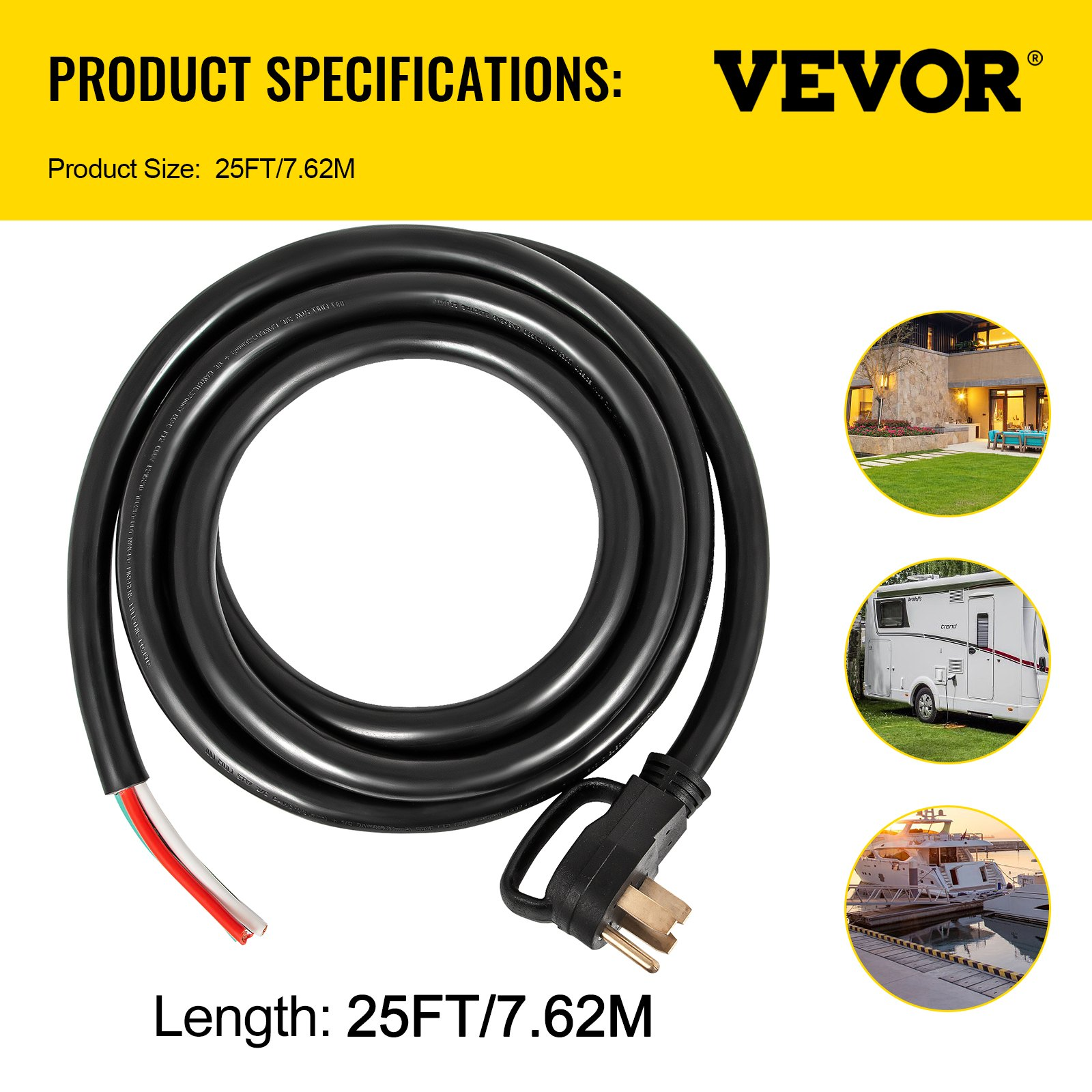Cable de alimentación para caravanas y generadores, 50 A | VEVOR