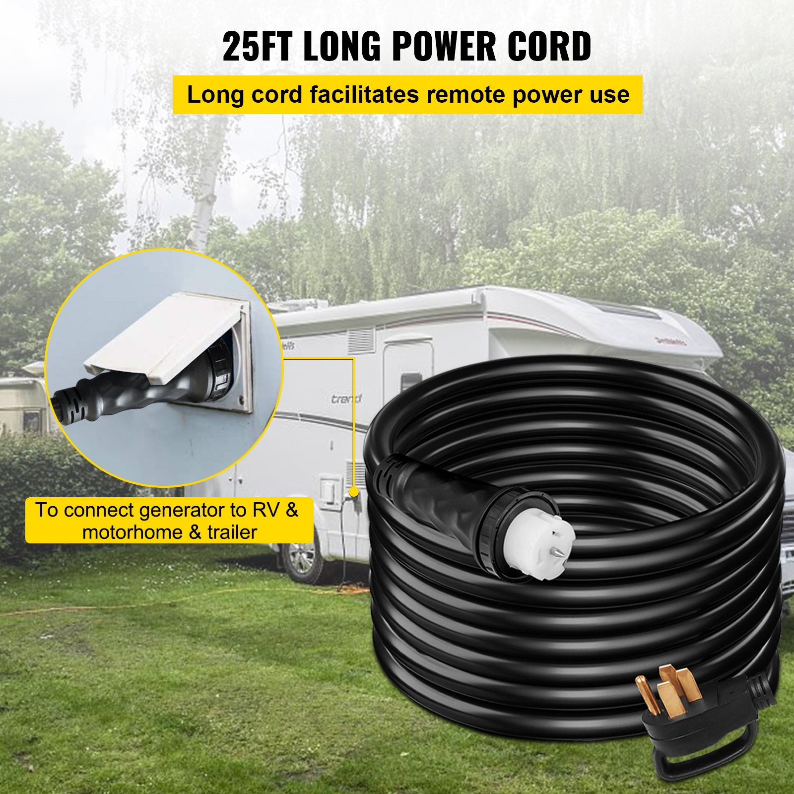 Cable de extensión para generador de 25 pies y 50 amperios | VEVOR