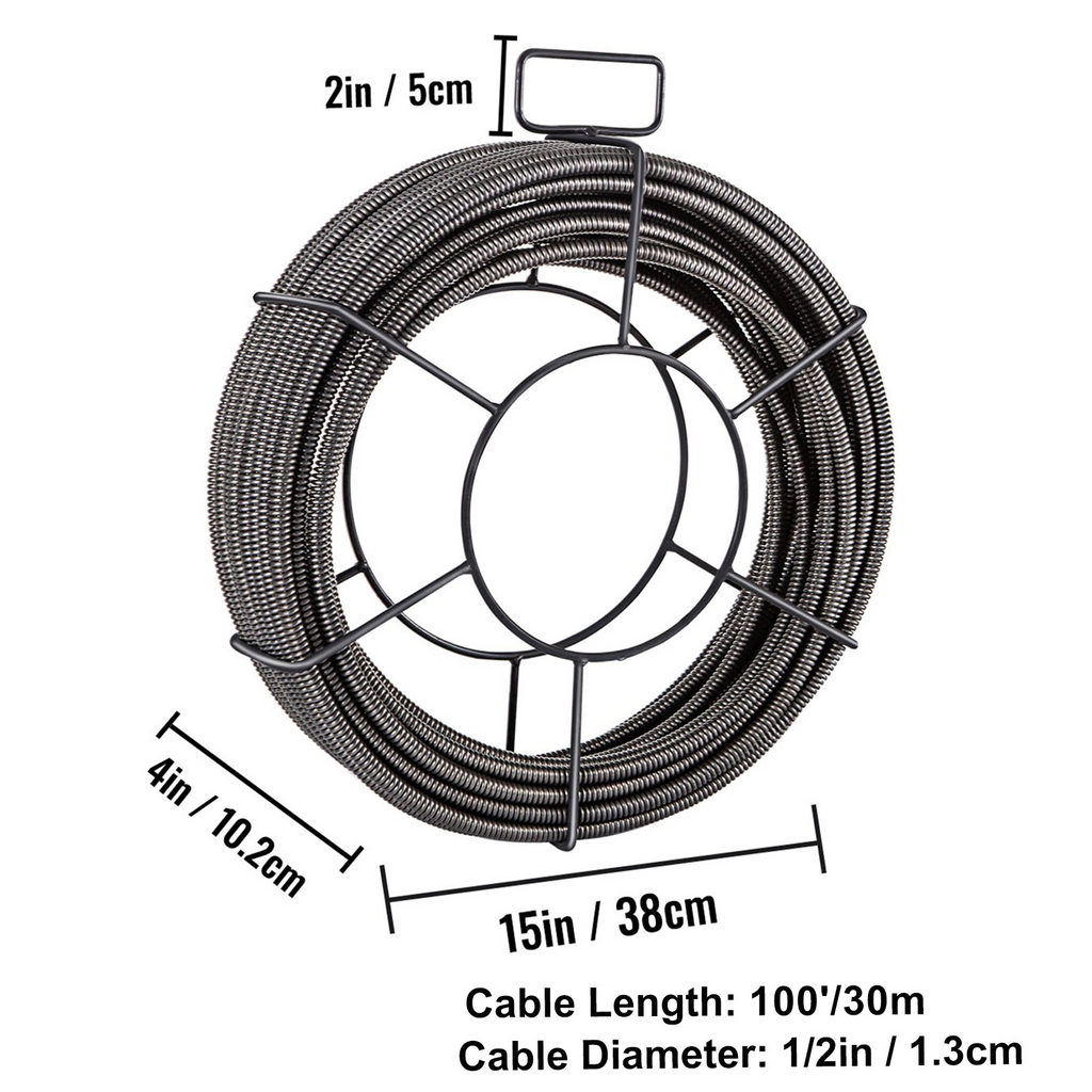 Cable de limpieza de desagües de 30, 5 metros x | VEVOR