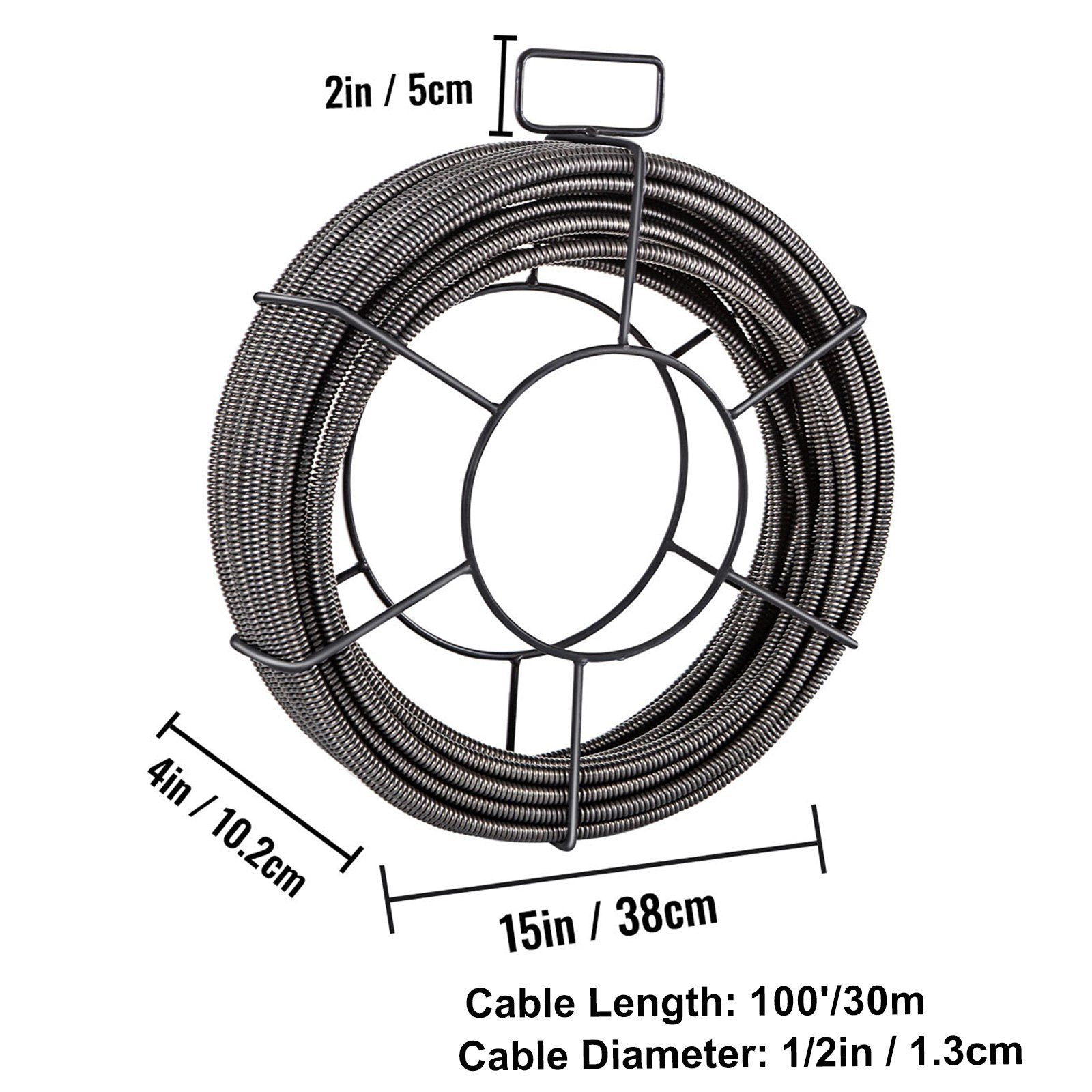 Cable de limpieza de desagües de 30, 5 metros x | VEVOR