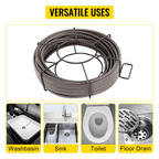 Cable de limpieza de desagües de 50 pies x 1/2 pulgada | VEVOR