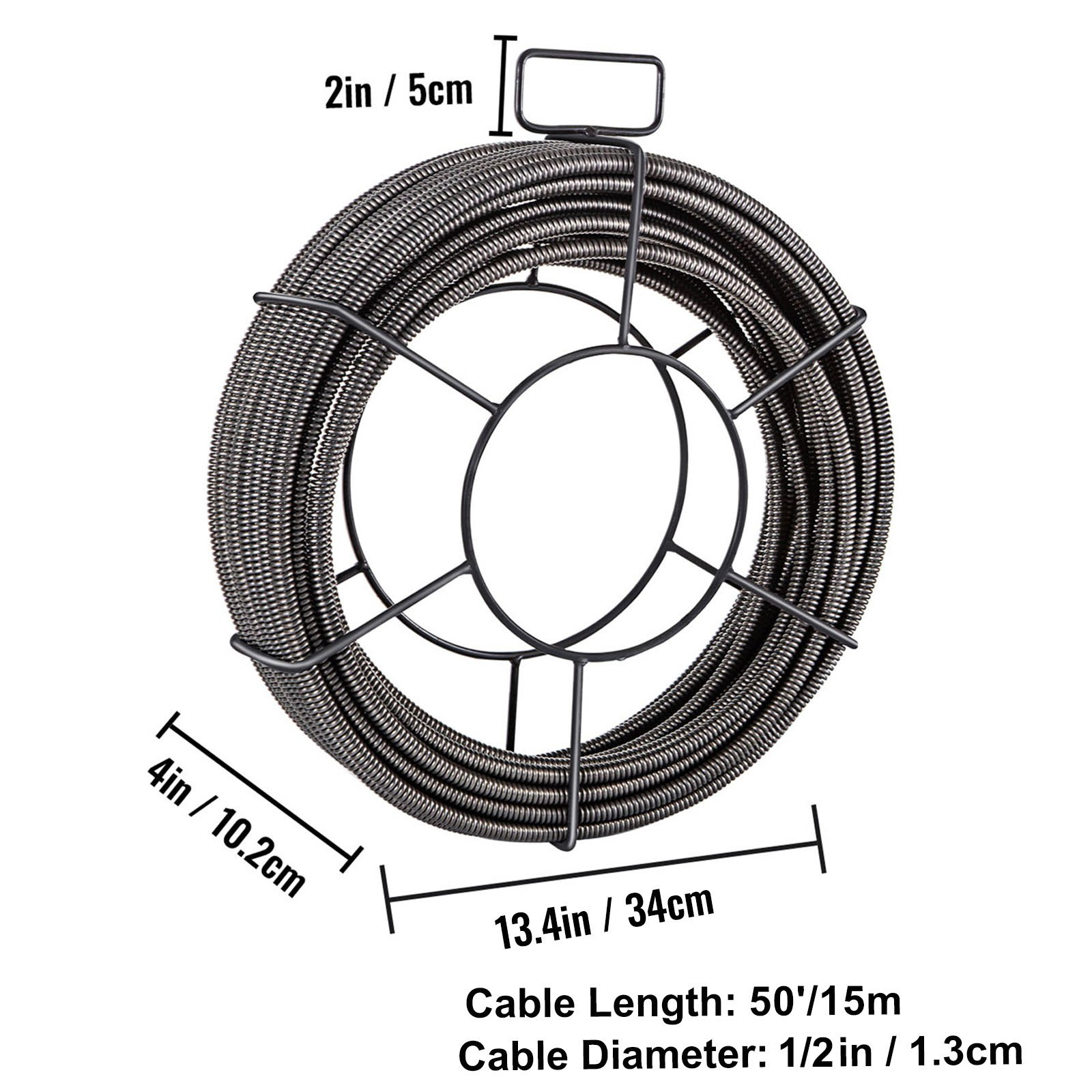 Cable de limpieza de desagües de 50 pies x 1/2 pulgada | VEVOR