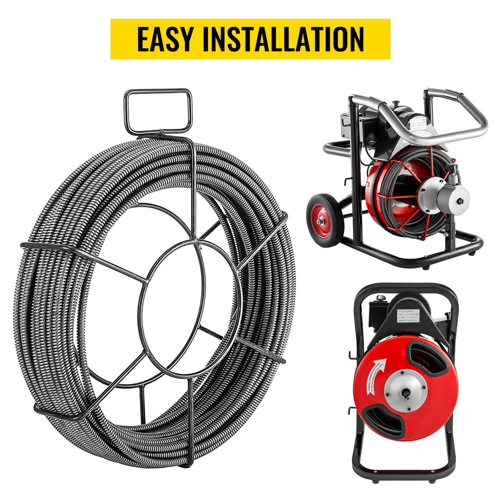 Cable de limpieza de desagües de 30, 5 m x, 9,5 mm | VEVOR