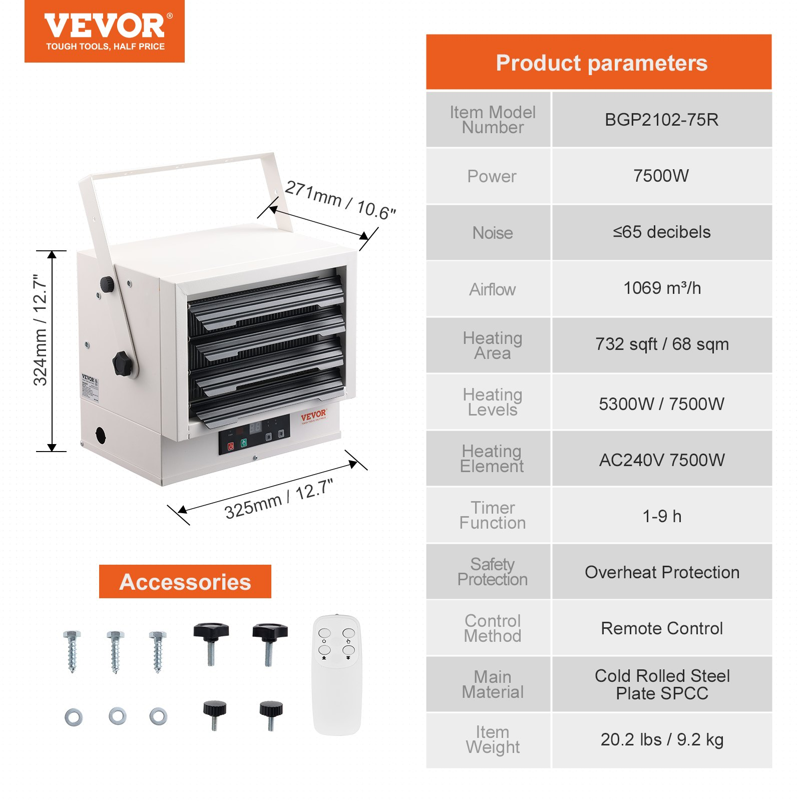 Miniatura del producto Calefactor eléctrico para garaje | VEVOR