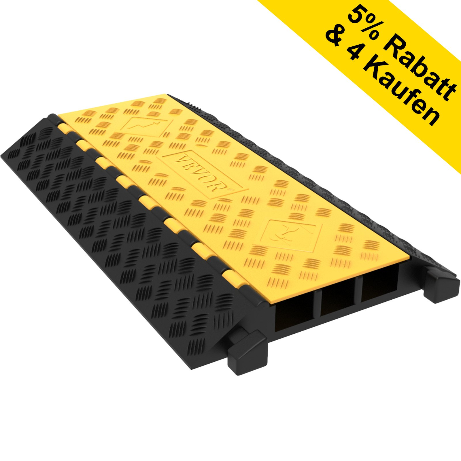 Protector de cables de goma, 3 canales, 2 x | VEVOR