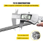 Cable de acero inoxidable de 1/4" y 200 pies | VEVOR