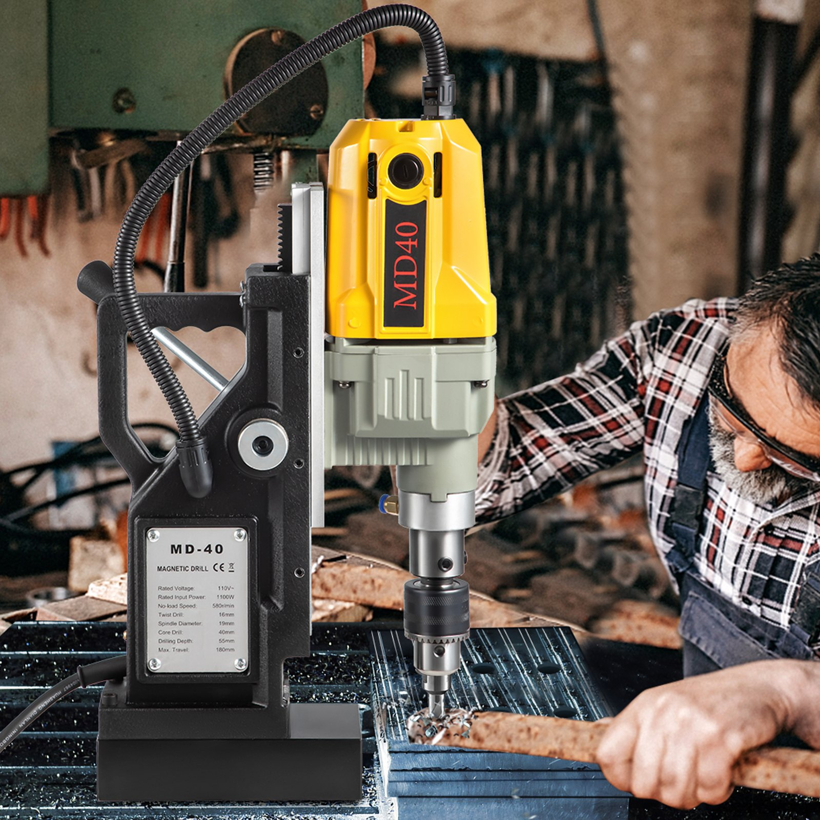 Taladro magnético, 1100 W, diámetro de perforación | VEVOR