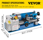 Torno de metal de 7x14 pulgadas, 550 W | VEVOR