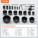 Kit de sierras de corona, 18 hojas de sierra | VEVOR
