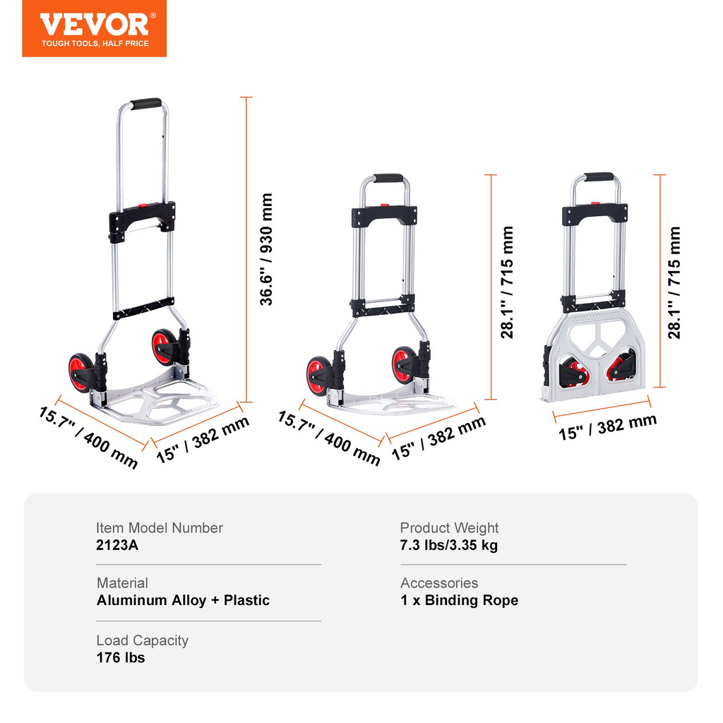 Carretilla y plataforma rodante plegable | VEVOR