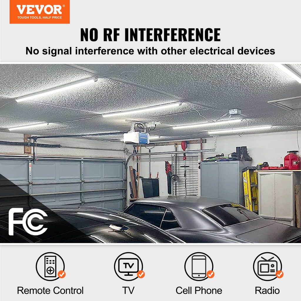 Paquete de 10 luces LED para taller, 2, 4 m (8 pies) | VEVOR
