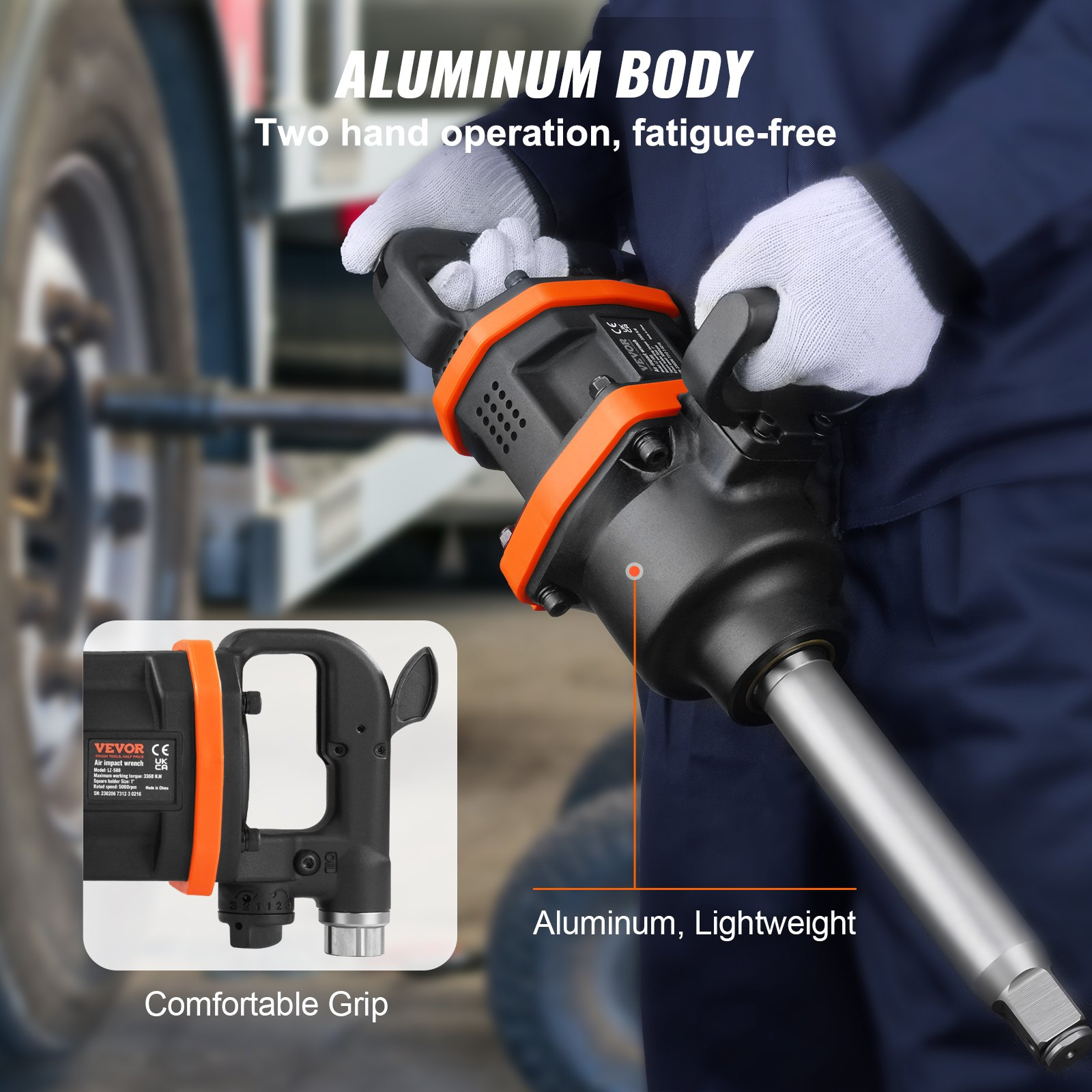 Llave de impacto neumática de 1 pulgada, 8 pulgadas | VEVOR
