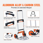 Carretilla plegable, capacidad de carga de 125 kg | VEVOR