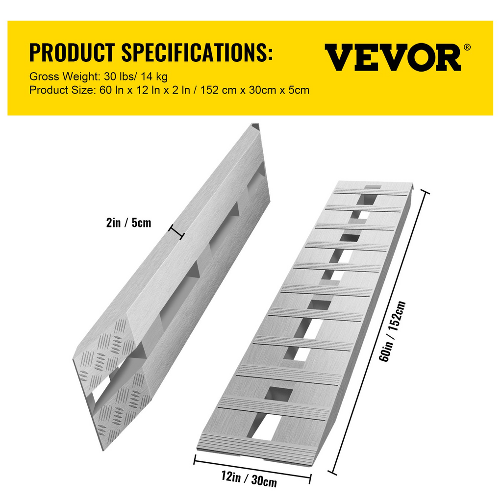 Rampas de remolque de aluminio de 60'' x 12'' | VEVOR