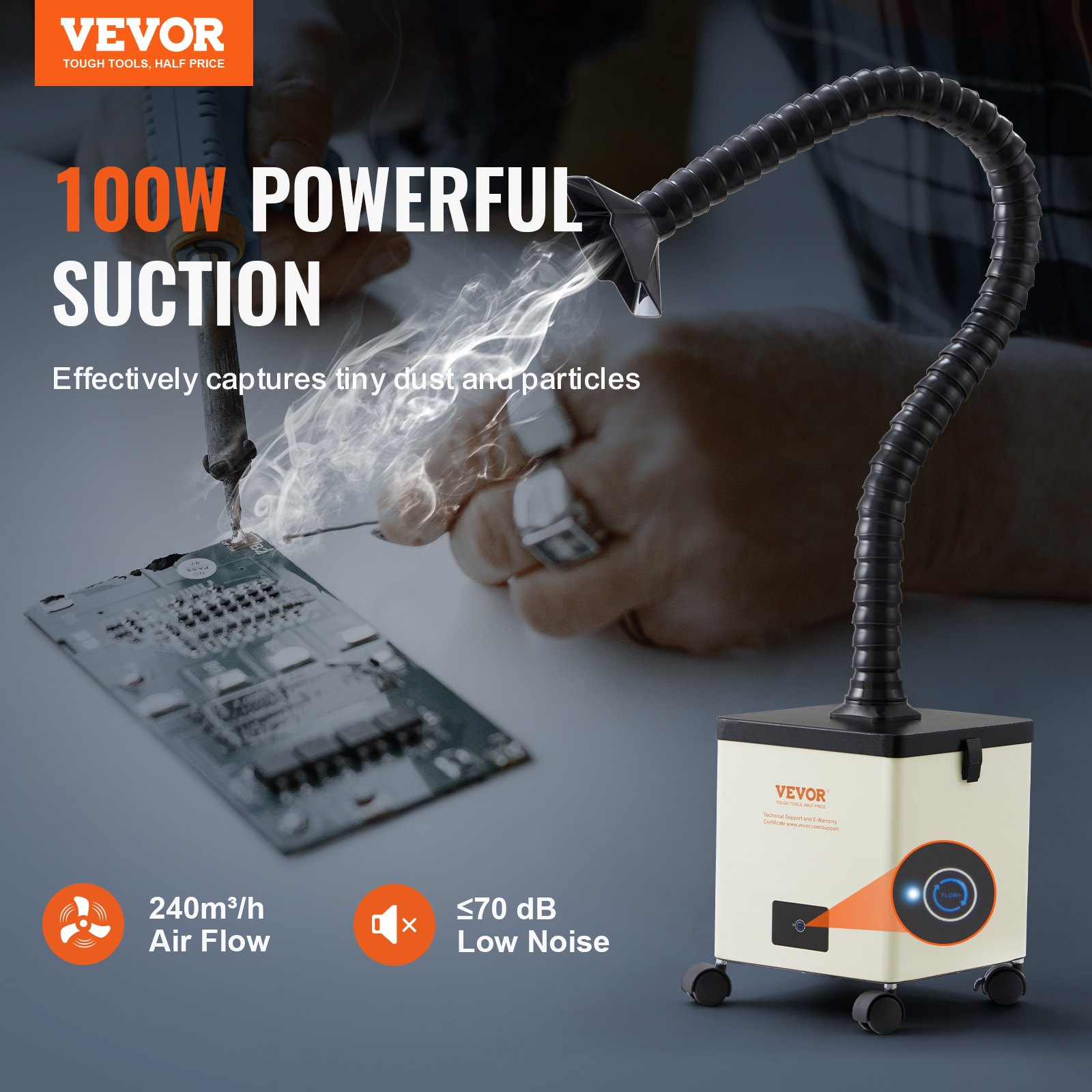 Extractor de humos de soldadura, 100 W | VEVOR