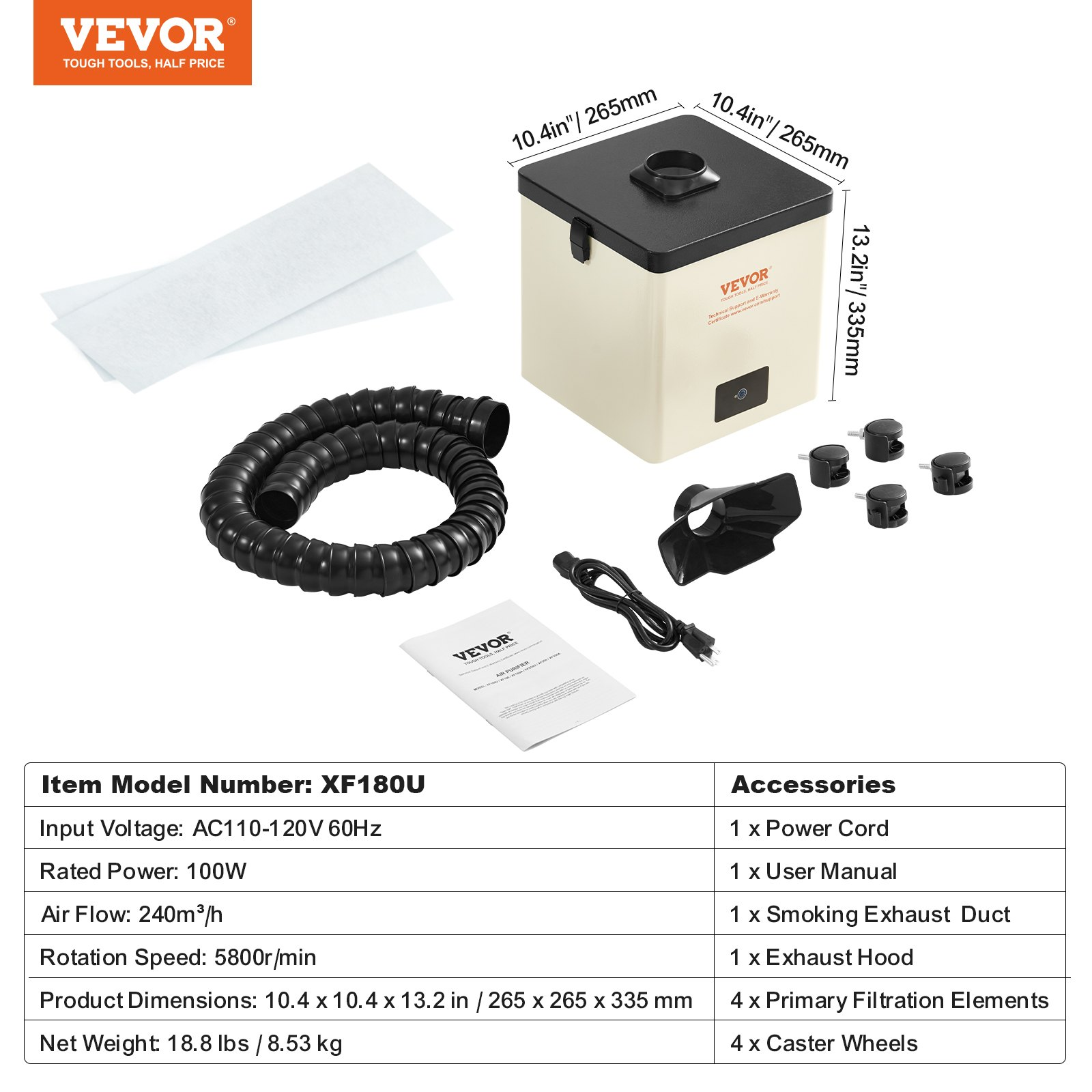 Extractor de humos de soldadura, 100 W | VEVOR