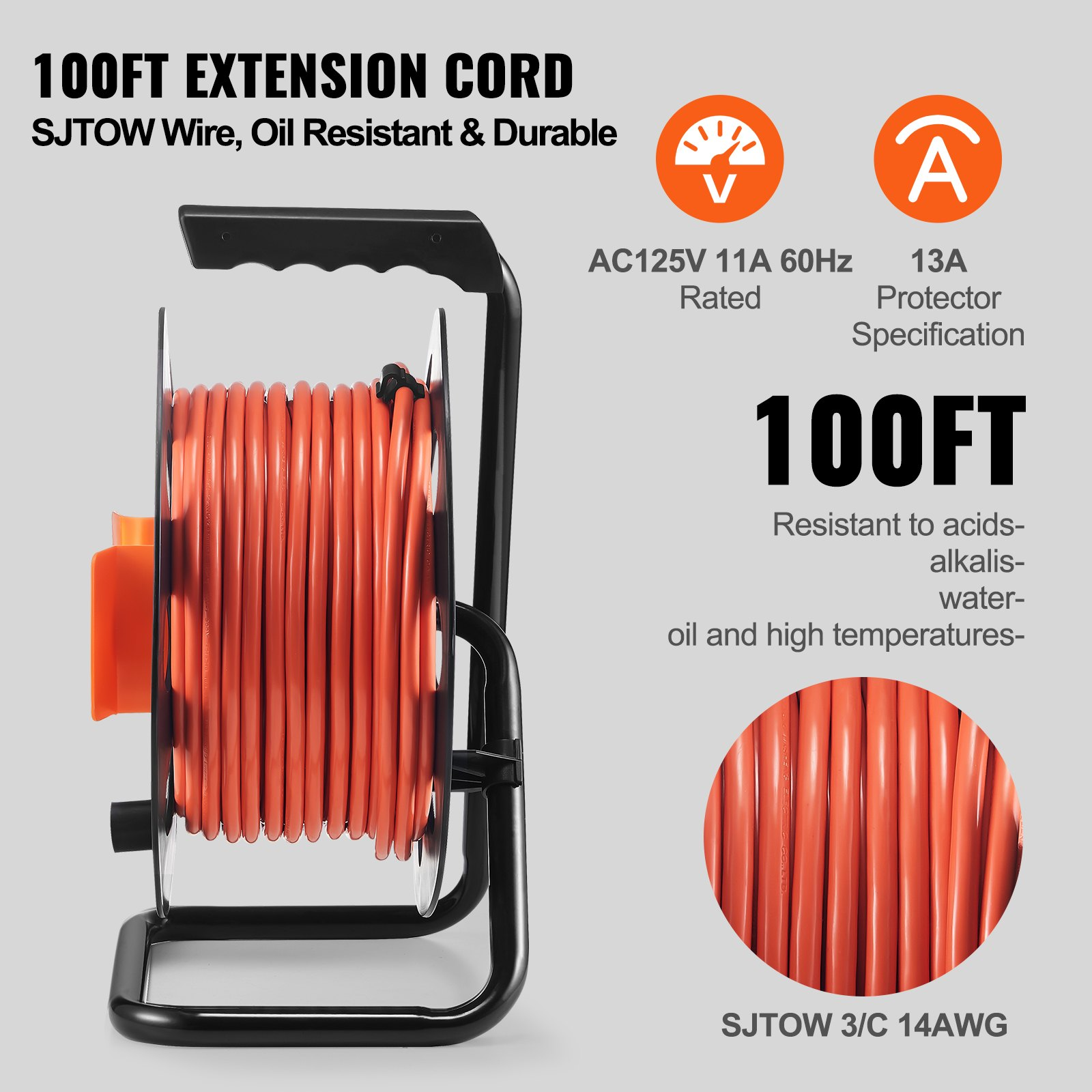 Miniatura del producto Carrete de cable de extensión SDKJXQ100F | VEVOR