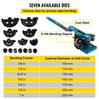 Dobladora de tubos, manual de 3/8" a 1", con 7 matrices | VEVOR