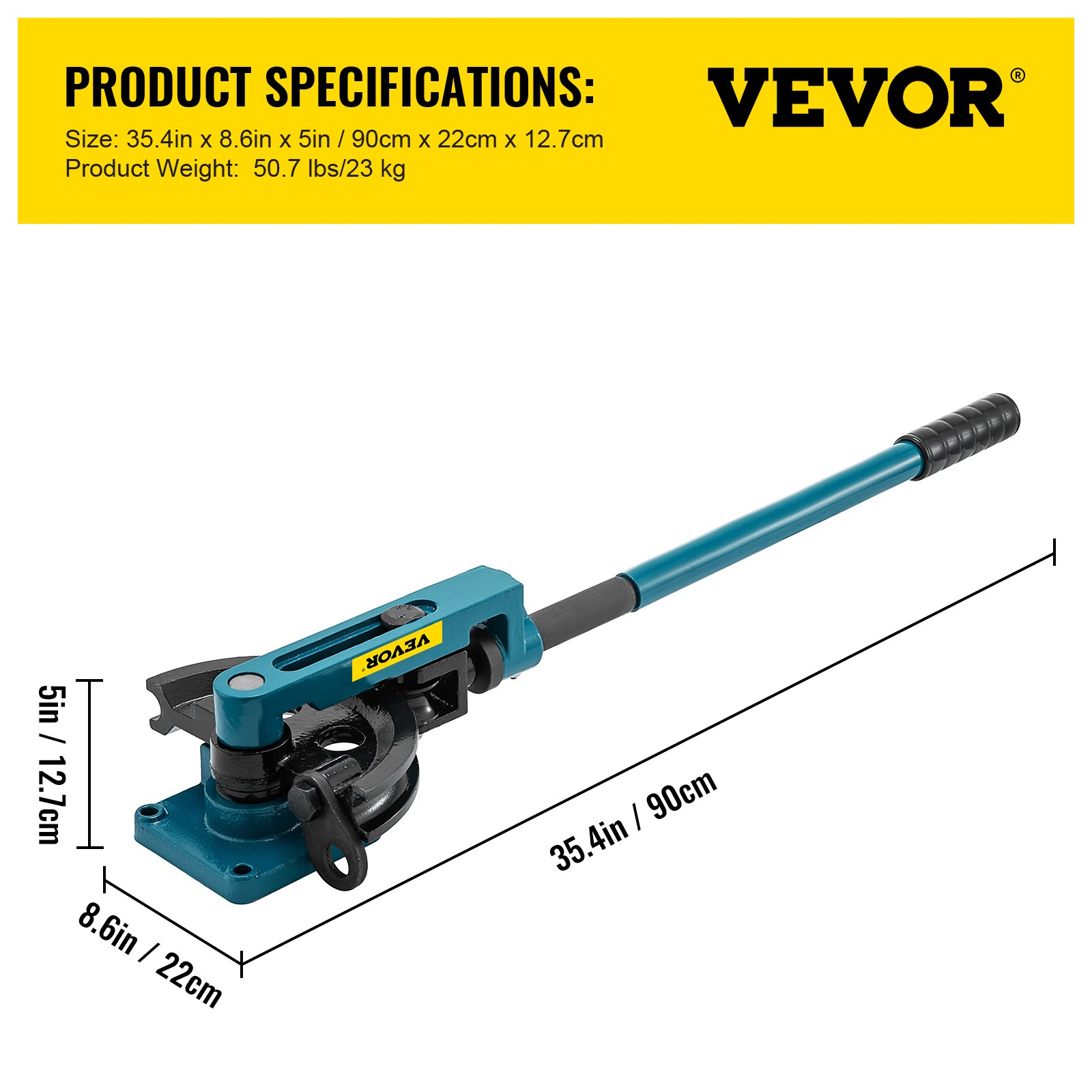 Dobladora de tubos, manual de 3/8" a 1", con 7 matrices | VEVOR