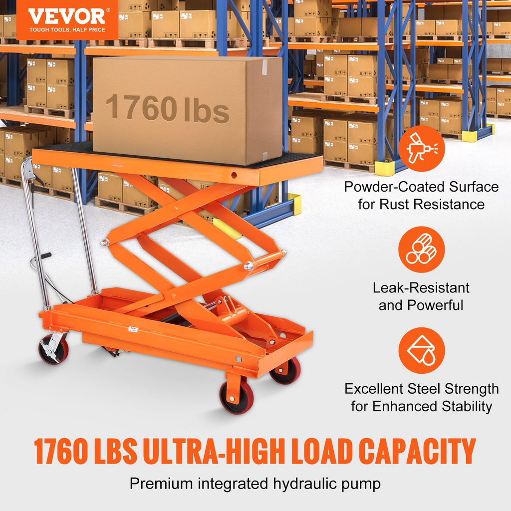 Mesa elevadora hidráulica, capacidad de 800 kg | VEVOR