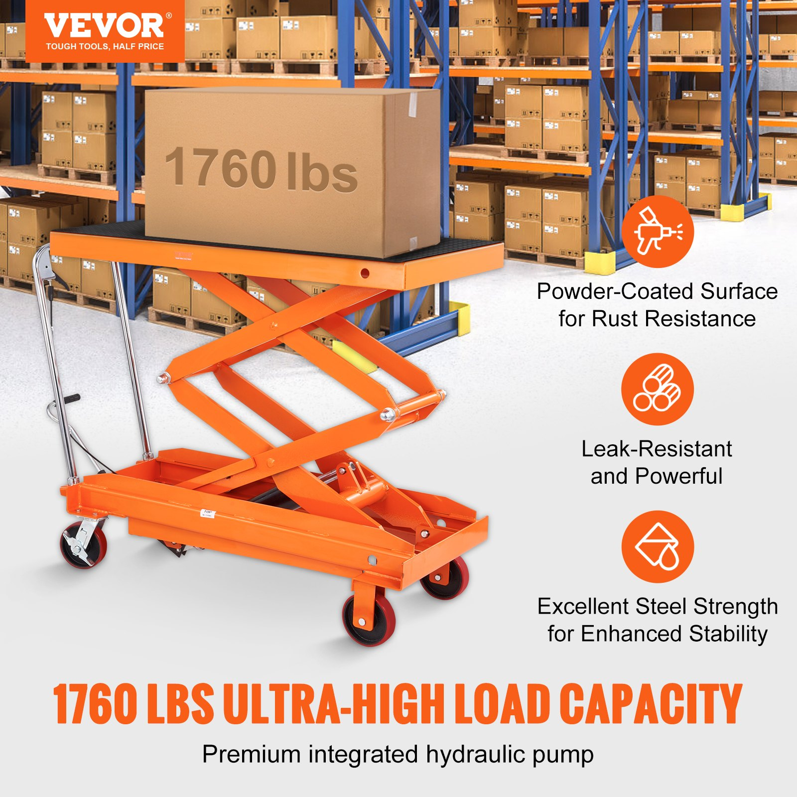 Mesa elevadora hidráulica, capacidad de 800 kg | VEVOR