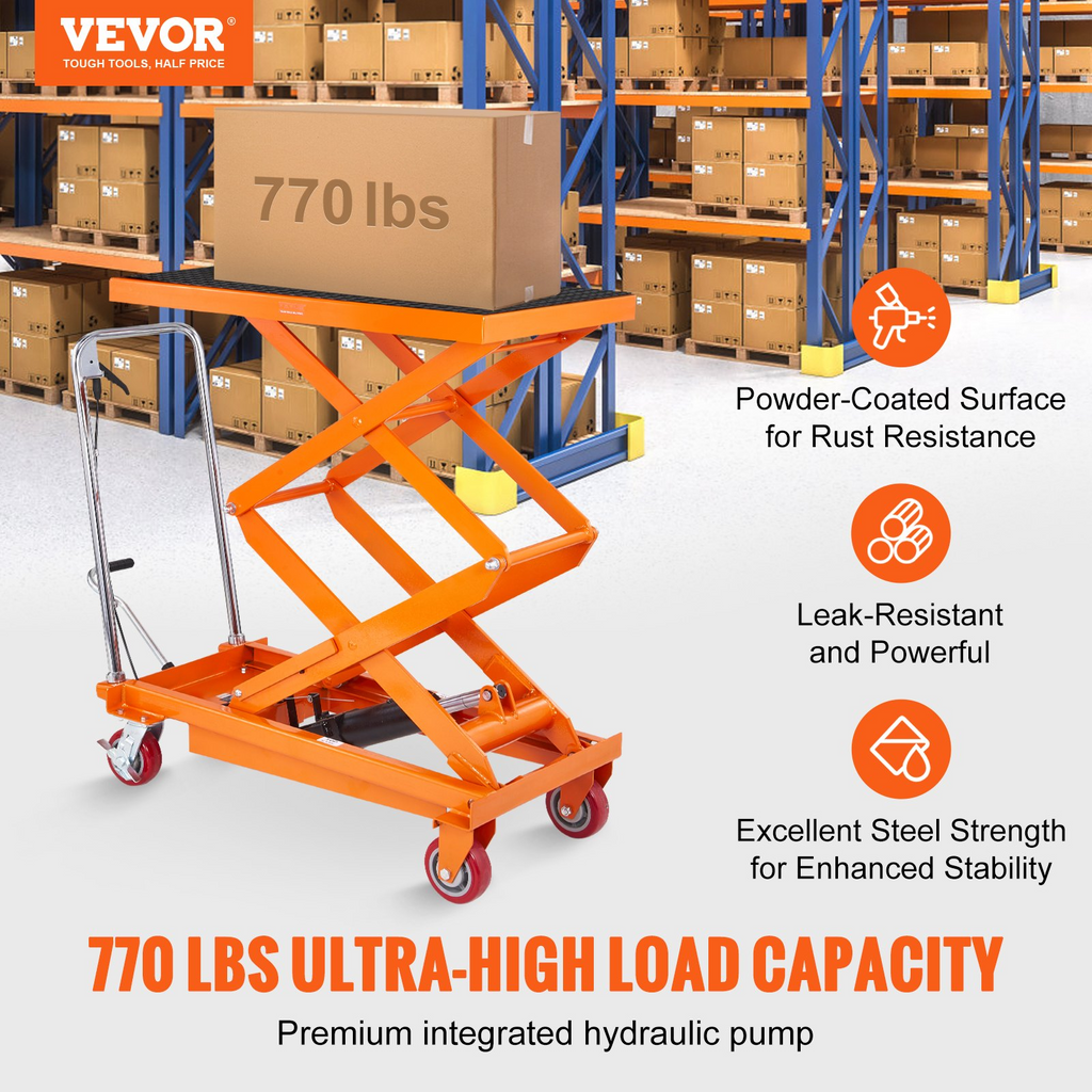 Mesa elevadora hidráulica, capacidad de 340 kg | VEVOR