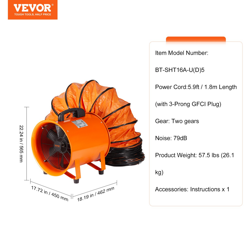 Ventilador portátil, 16 pulgadas | VEVOR