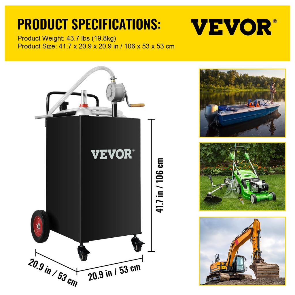 Tanque de combustible de 35 galones con 4 ruedas y bomba | VEVOR