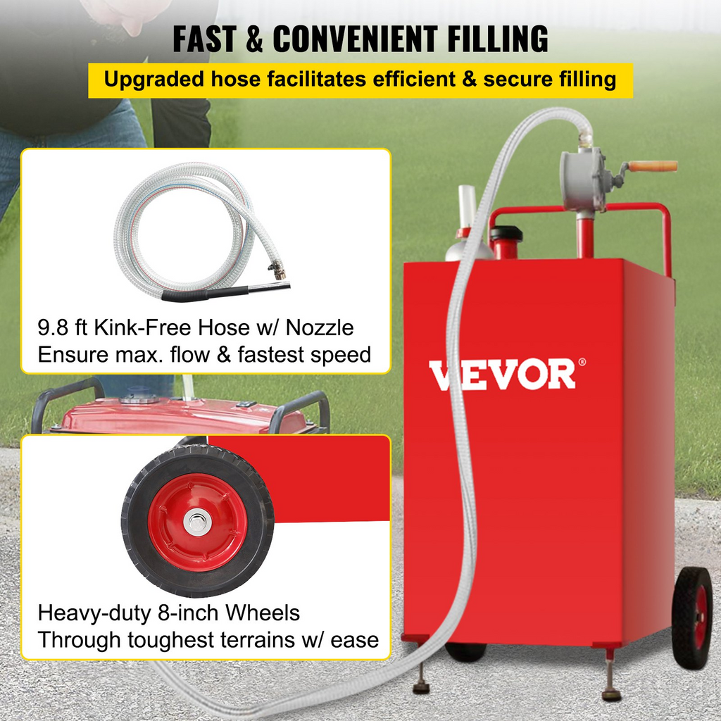 Tanque de combustible portátil de 30 galones con 2 ruedas | VEVOR