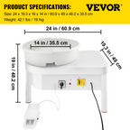 Torno de alfarería de 36 cm con pedal | VEVOR
