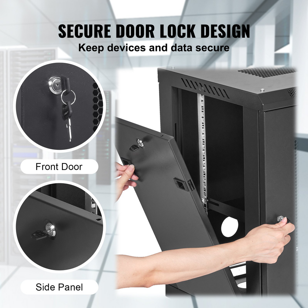 Gabinete para servidor de 12U para montaje en pared | VEVOR