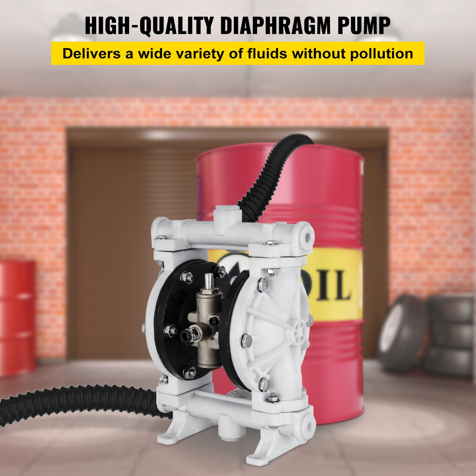 Bomba neumática de doble diafragma, 2.5 GPM | VEVOR
