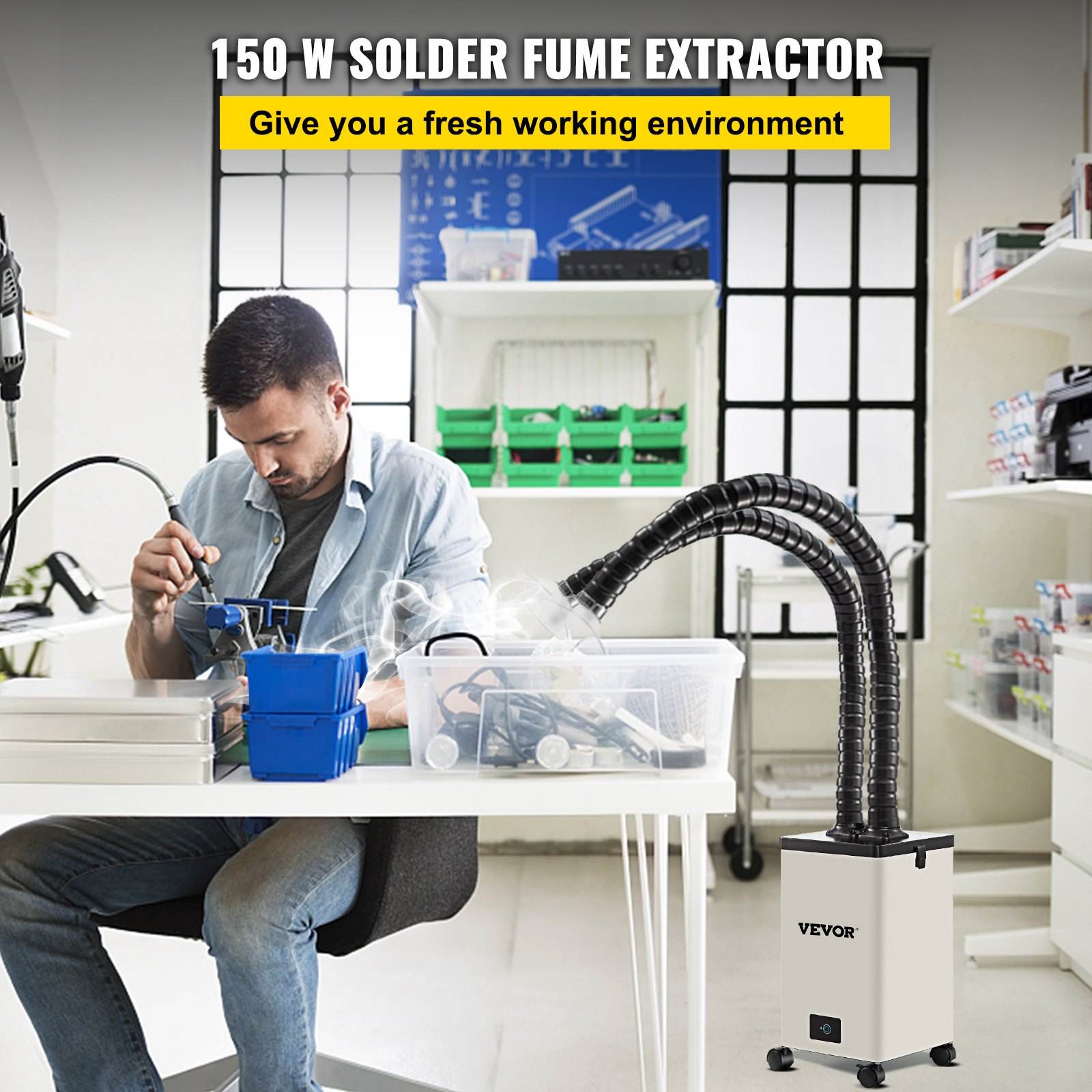 Extractor de humos de soldadura, 150 W, 165 CFM | VEVOR